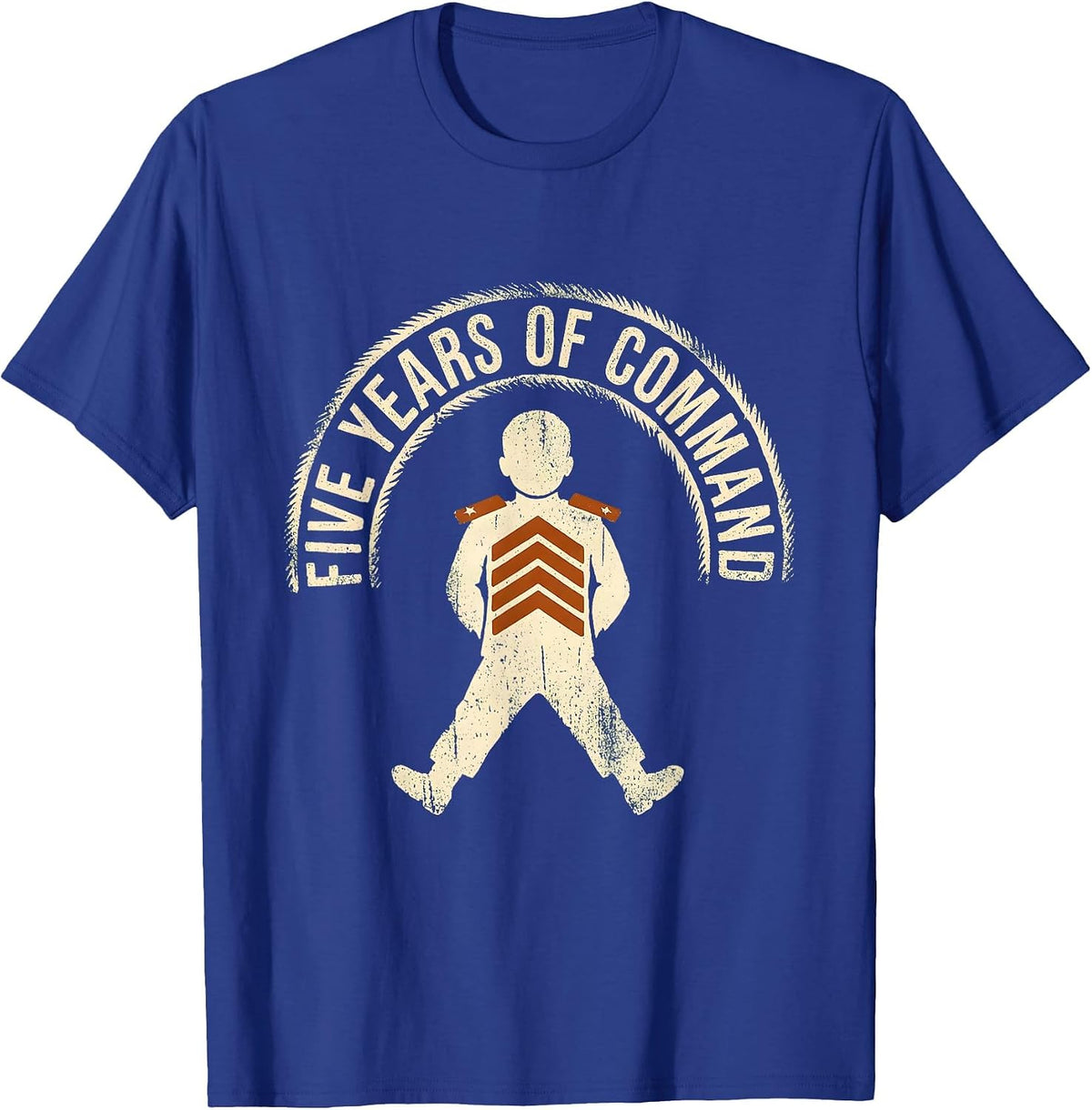 Five Years Of Command Rubber Stamp 5th Birthday Kids Humor T-Shirt - Royal Blue