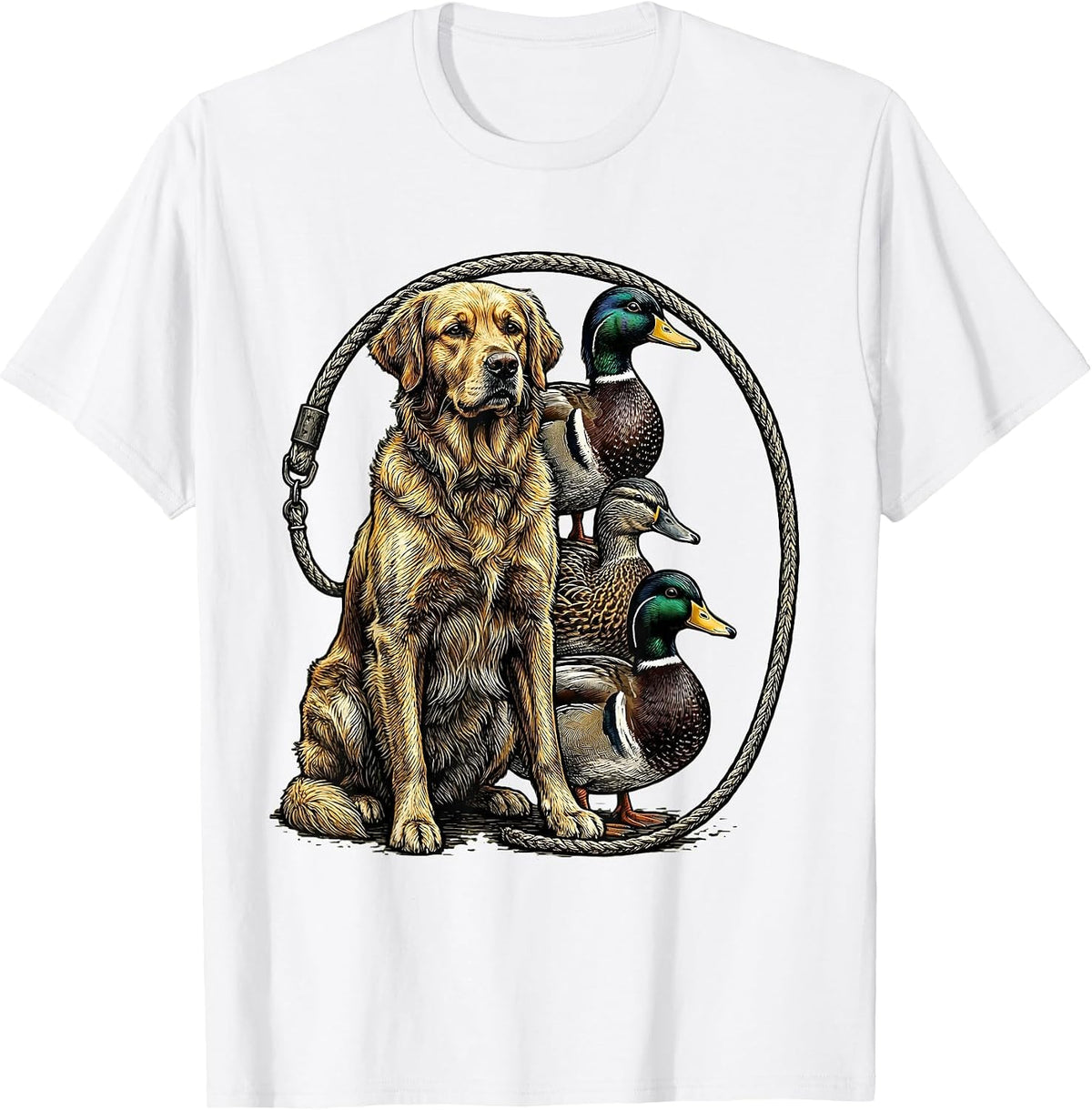 Men's Engraved Retriever Mallard Decoy Hunter Humor Gift T-Shirt - White
