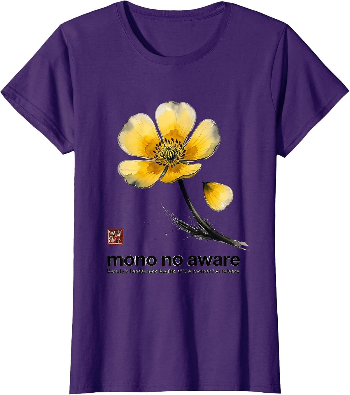 Women's mono no aware Japanese Philosophy T-Shirt - Purple