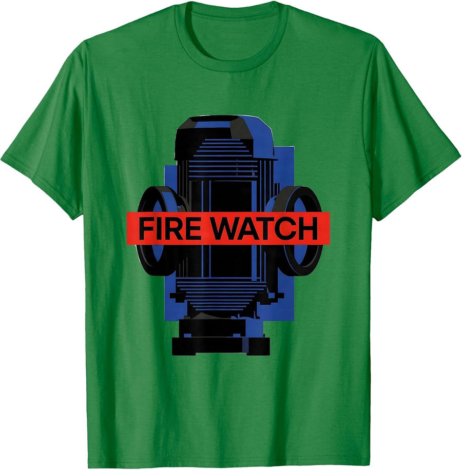 Men's FIRE WATCH Bauhaus Modernist Firefighter Department Pride T-Shirt - Kelly Green