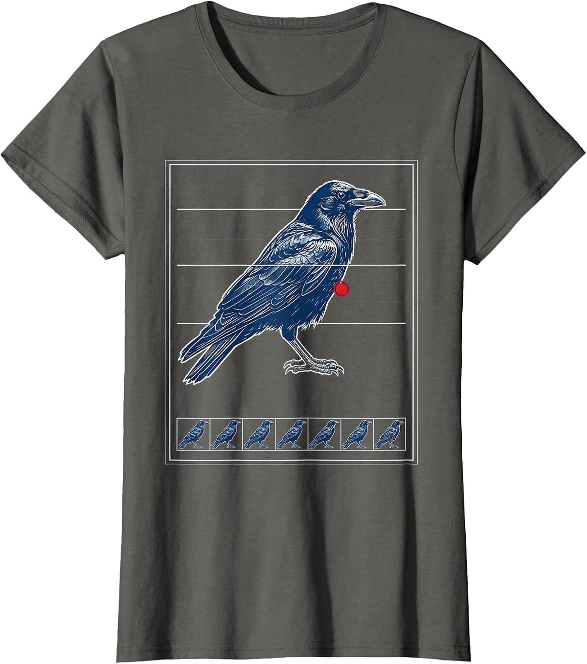 Women's Blueprint Crow Dark Humor Gothic Bird Lover T-Shirt - Asphalt Grey