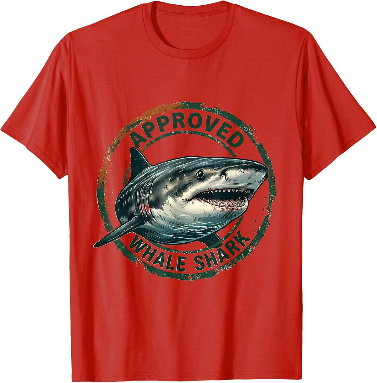 Men's Approved Whale Shark Vintage Funny Shark Lover Ocean T-Shirt - Red