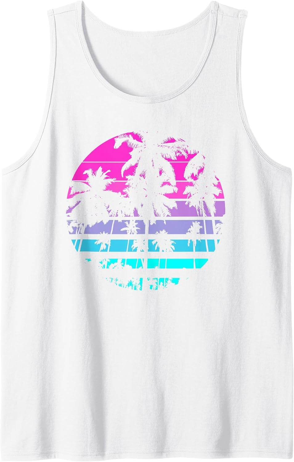 Retro Eighties 80s & 90s Beach Style Design with Palm Trees Tank Top - White