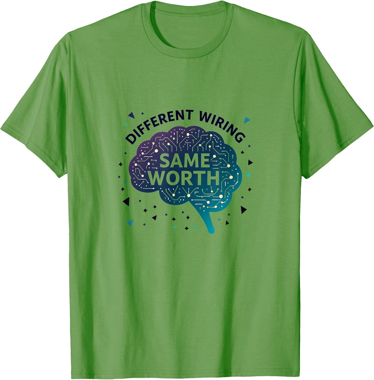 Different Wiring Same Worth ADHD Awareness T-Shirt - Grass Green