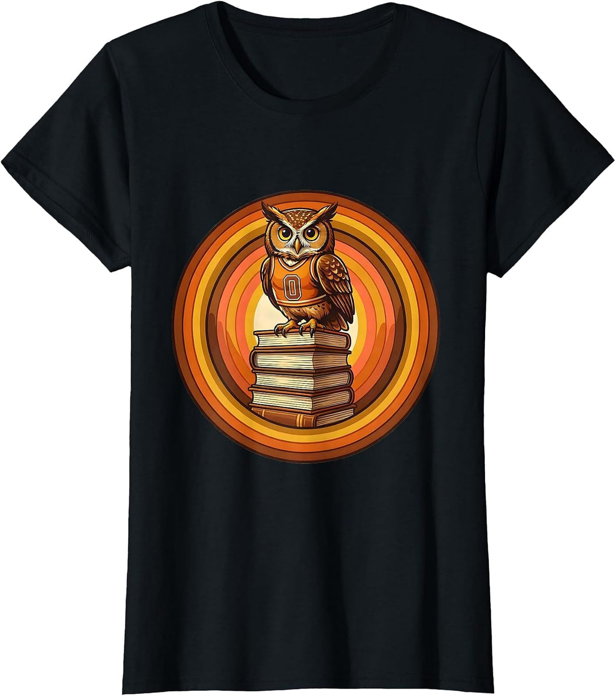 Owl Athlete Reading Champion Graphic Tee T-Shirt - Black