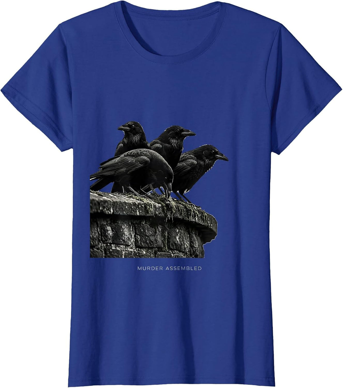 Women's Murder Assembled Dark Humor Crow Raven Bird Lover Gothic T-Shirt - Royal Blue