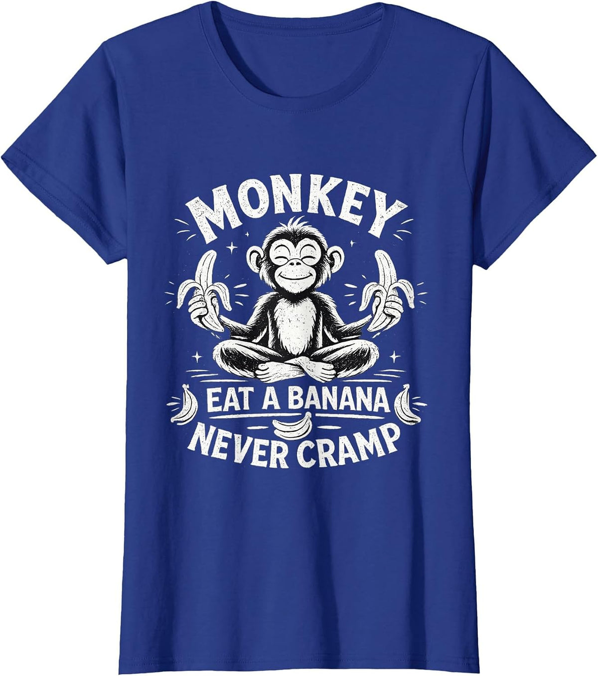Monkey Eat a Banana Never Cramp T-Shirt - Royal Blue