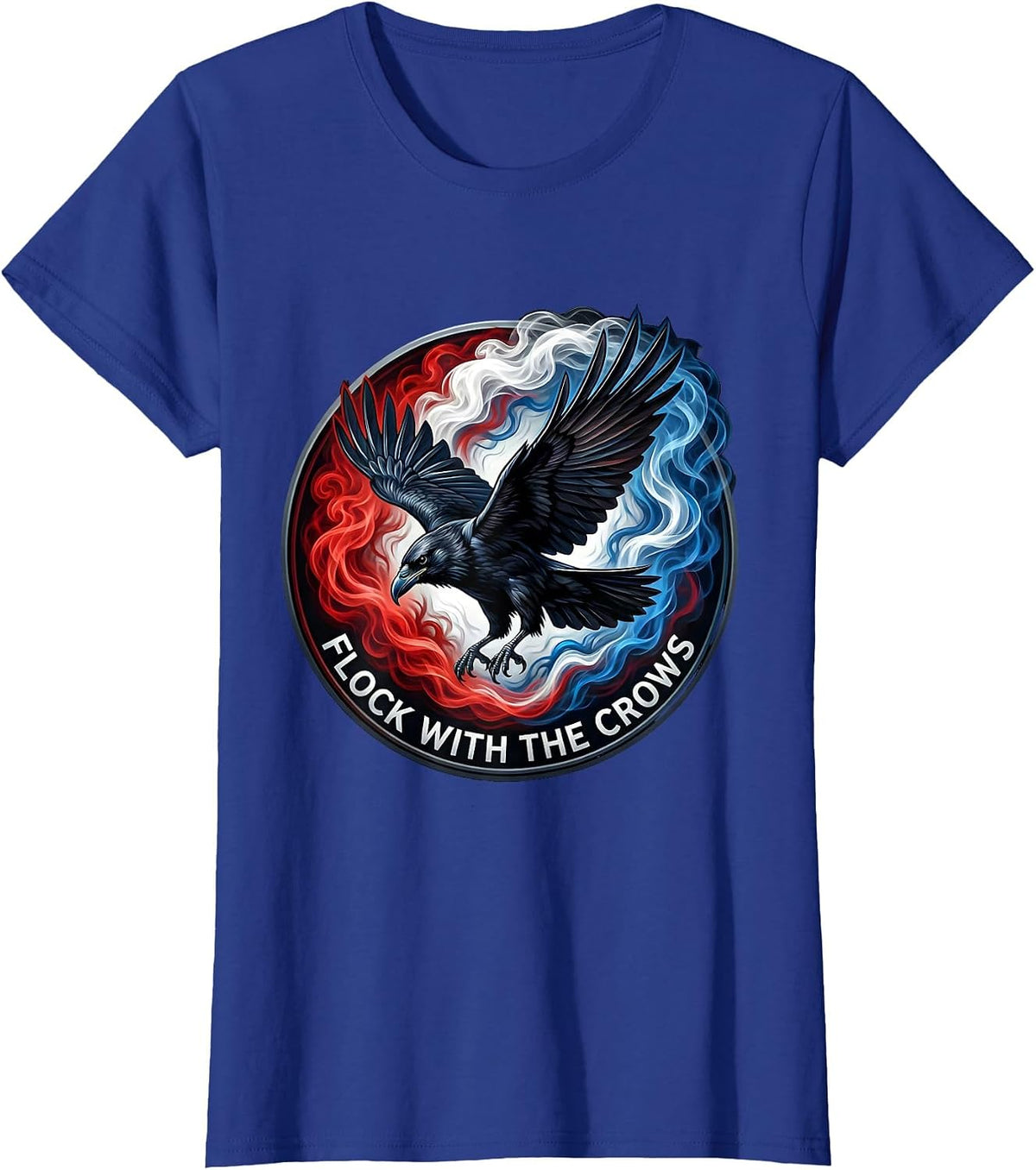 Women's Flock With The Crows Dark Bird Lover Design T-Shirt - Royal Blue
