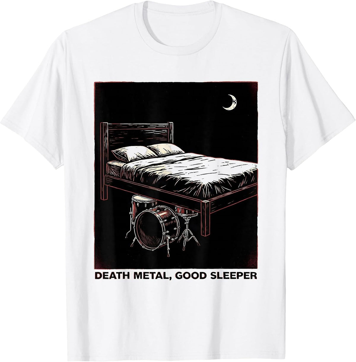 Men's Death Metal Good Sleeper Funny Metalhead Irony T-Shirt - White