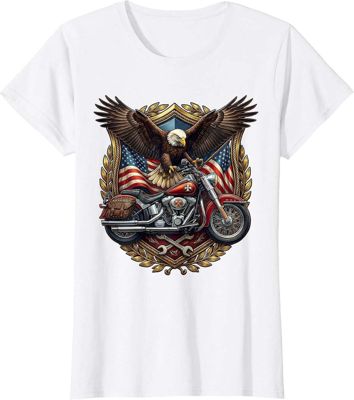 Vintage Motorcycle Route 66 Classic Road Trip Graphic T-Shirt - White