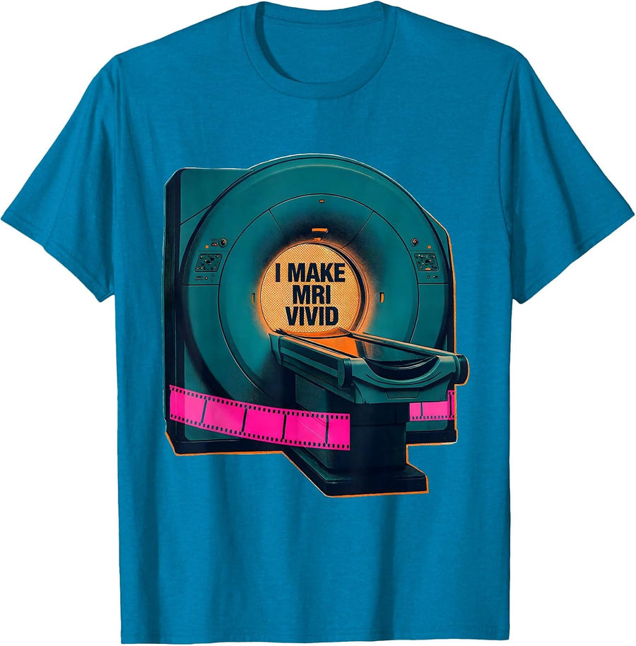 I Make MRI Vivid Risograph Radiology Tech Rad Tech Gift T-Shirt - Sapphire Blue