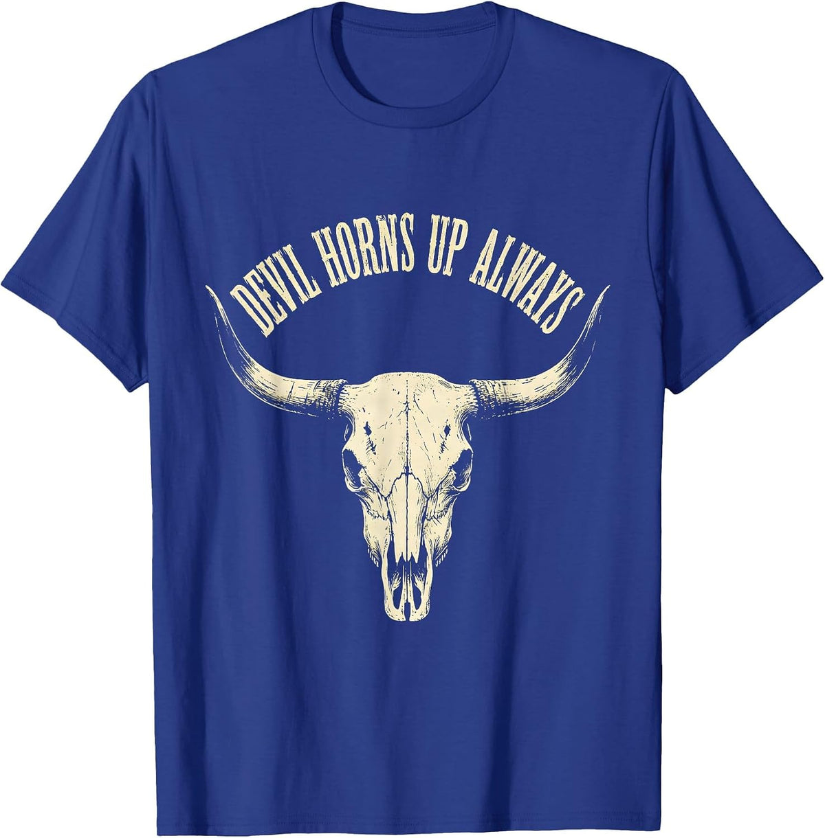 Devil Horns Up Always Metal Music Design T-Shirt - Royal Blue