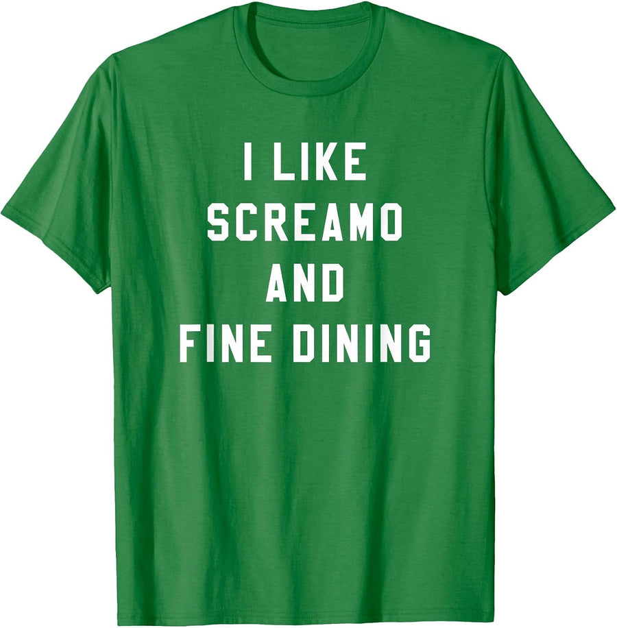 I Like Screamo and FINE Dining Funny Emo Goth Punk Music T-Shirt, Men, Kelly Green, 3X-Large - As Pictured