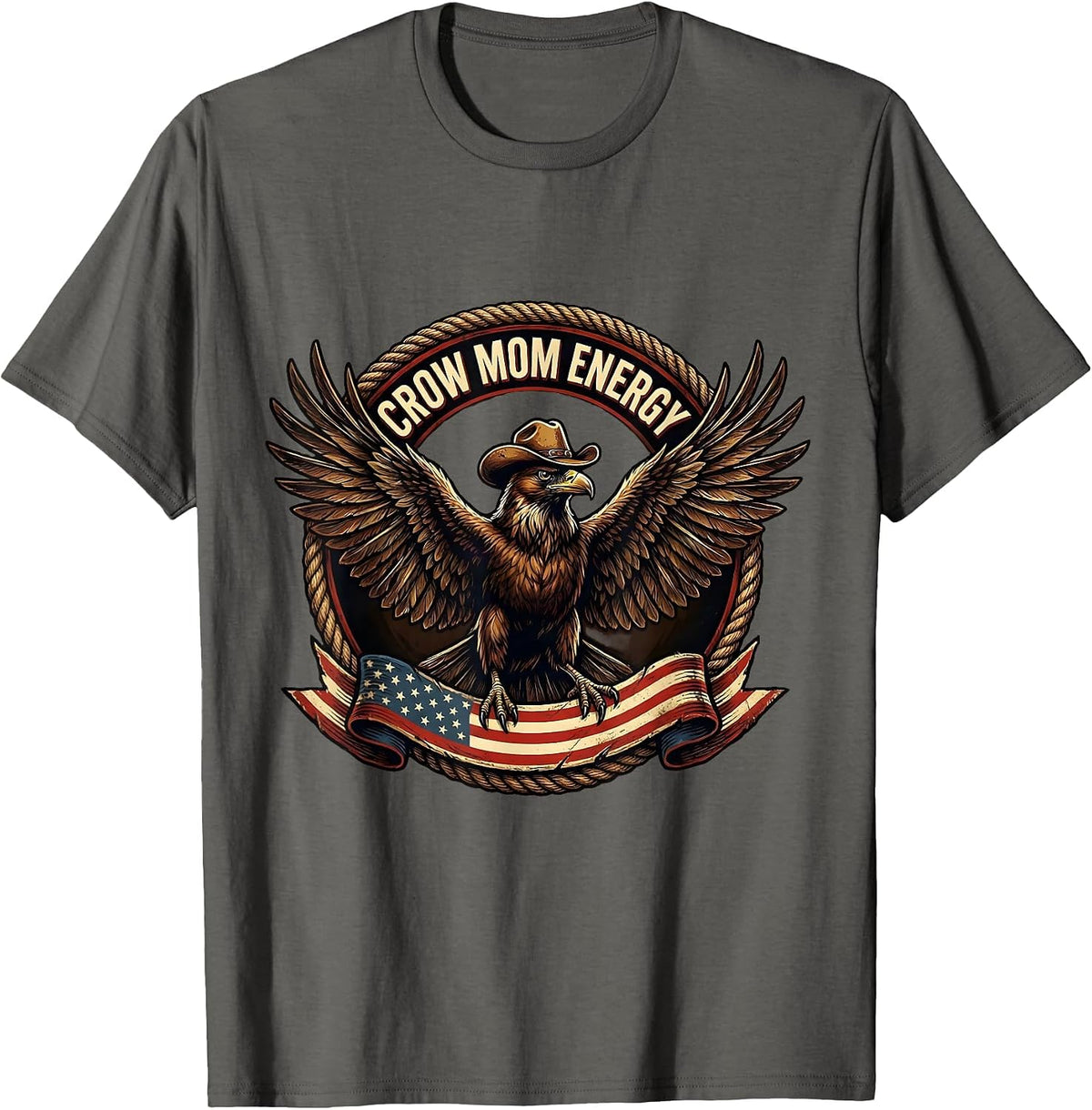 Crow Mom Energy Funny Bird Lover Design T-Shirt - Asphalt Grey