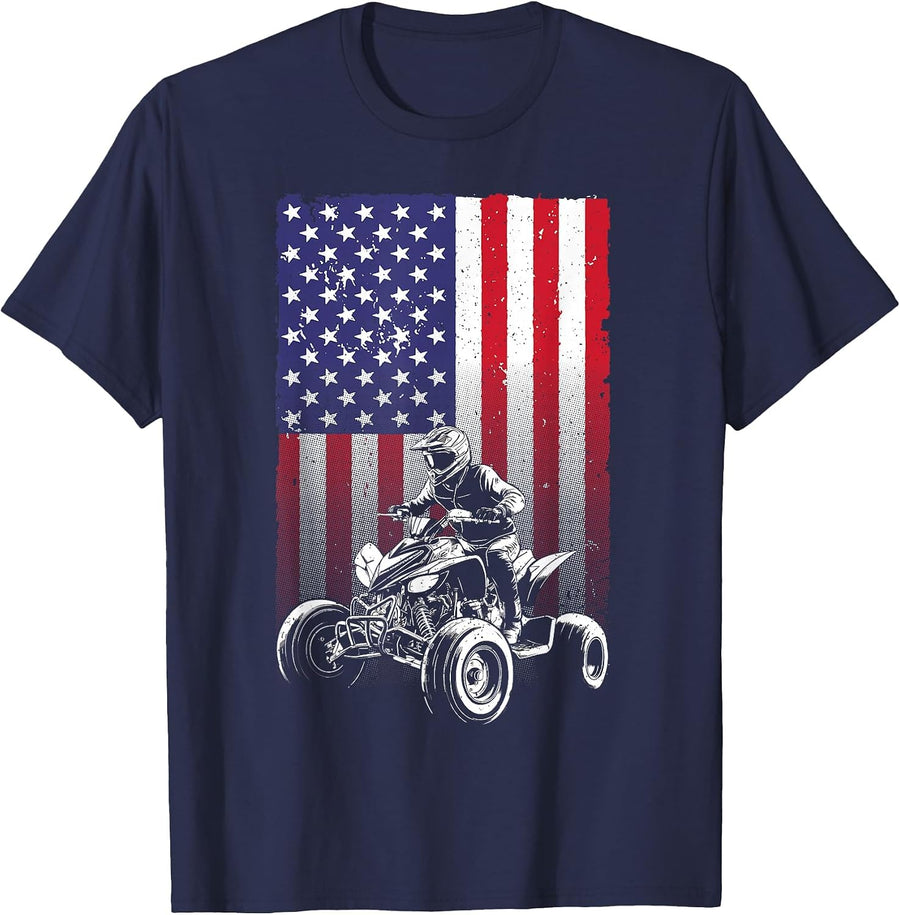 Cool ATV Design for Men Women Off Road Mud Dirt 4 Wheeler T-Shirt - Navy Blue