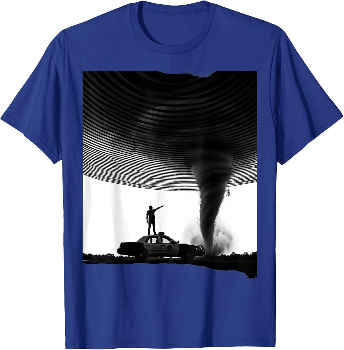 Silhouette Storm Chaser Meteorology Enthusiast Humor T-Shirt - Royal Blue