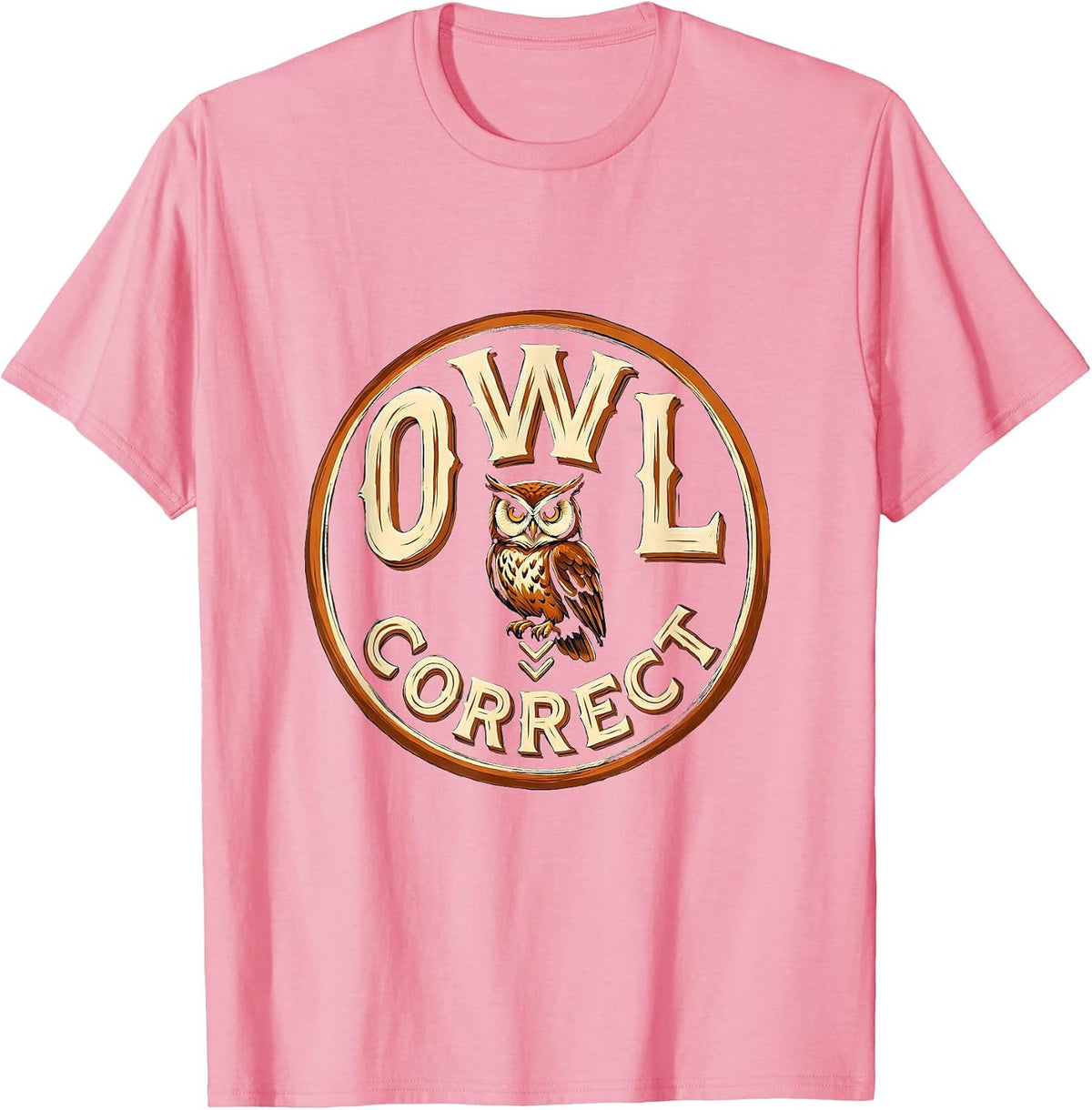 Men's Owl Badge Sign Painter Teacher Humor Book Lover T-Shirt - Pink