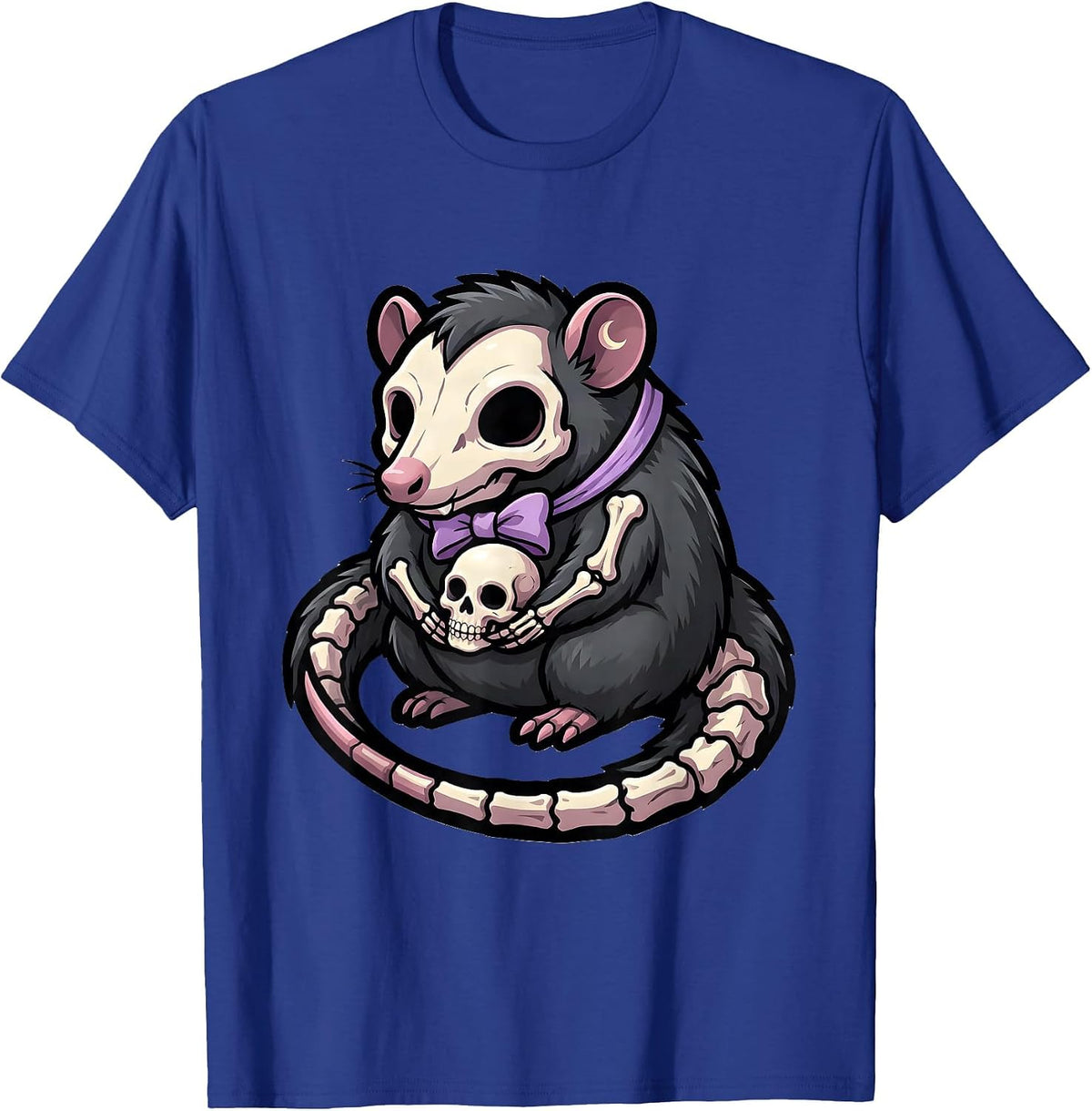 Men's Skeletal Opossum Kawaii Pastel Goth Protector Mascot T-Shirt - Royal Blue