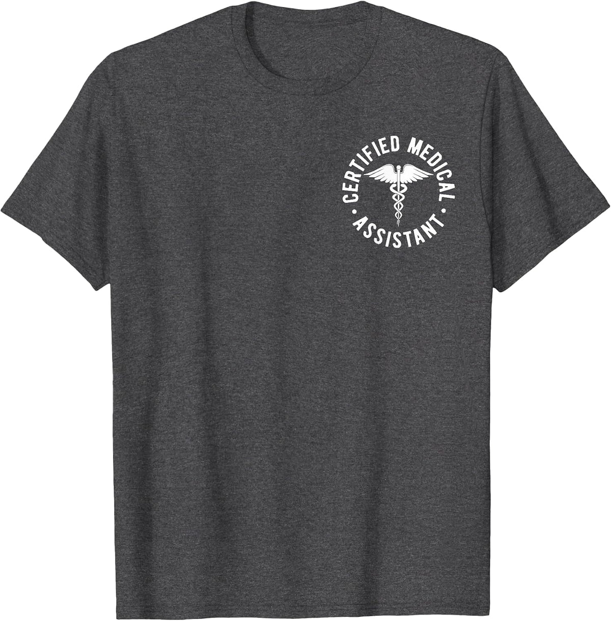 CMA Certified Medical Assistant Medical Caduceus Symbol T-Shirt - Dark Heather Grey