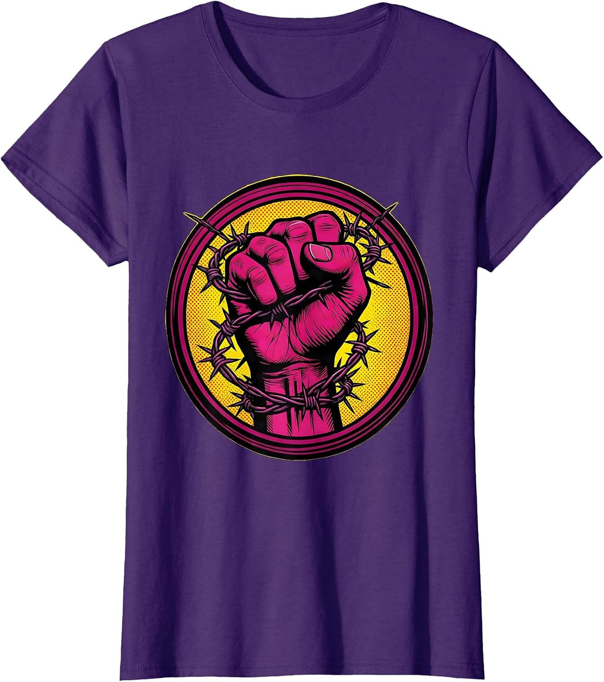 Women's Barbed Wire Fist Graphic Tee – Bold Street Art T-Shirt - Purple