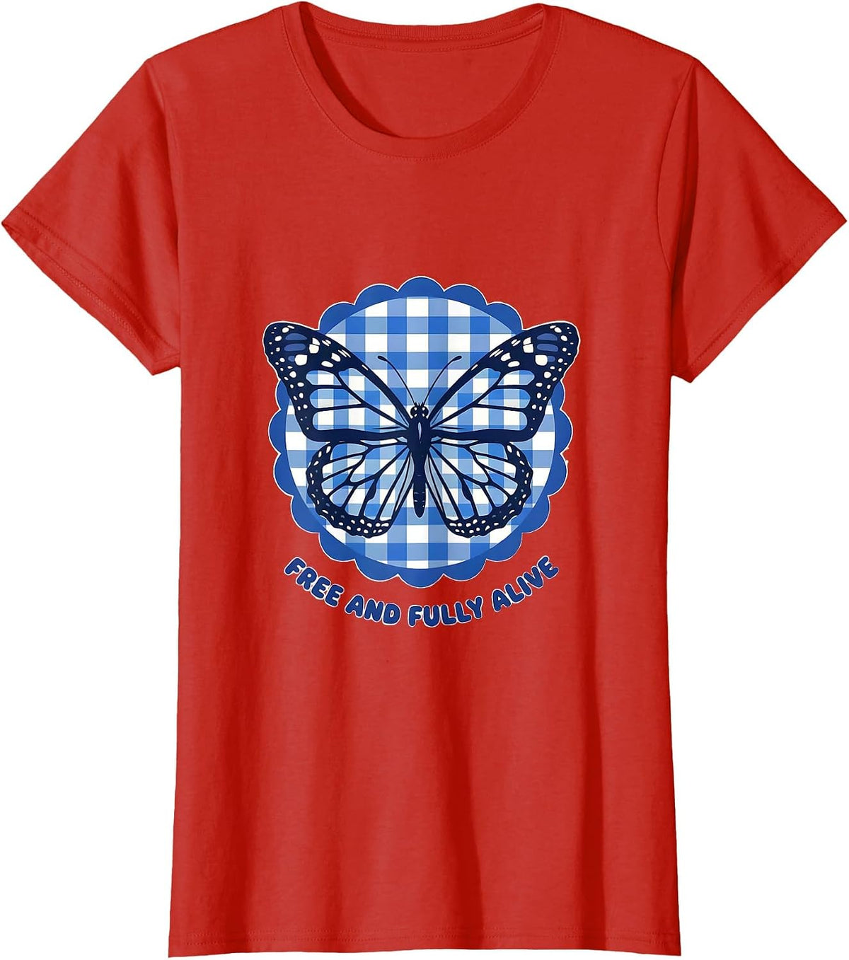 Women's Free and Fully Alive Live Free Graphic Design T-Shirt - Red