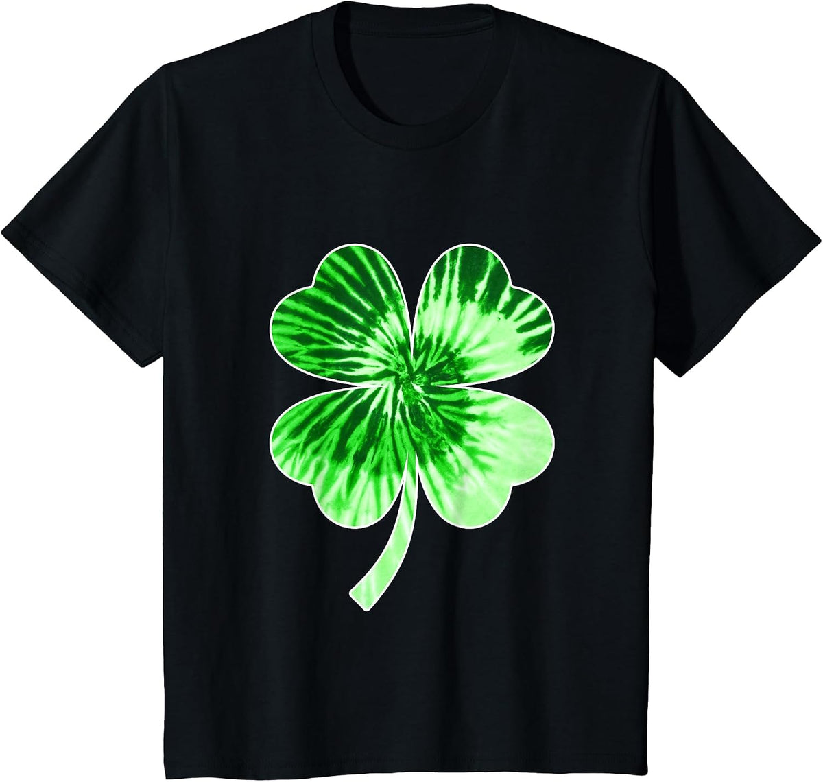 Nn Green Tie Dye Shamrock Four Leaf Clover for Irish T-Shirt - Black