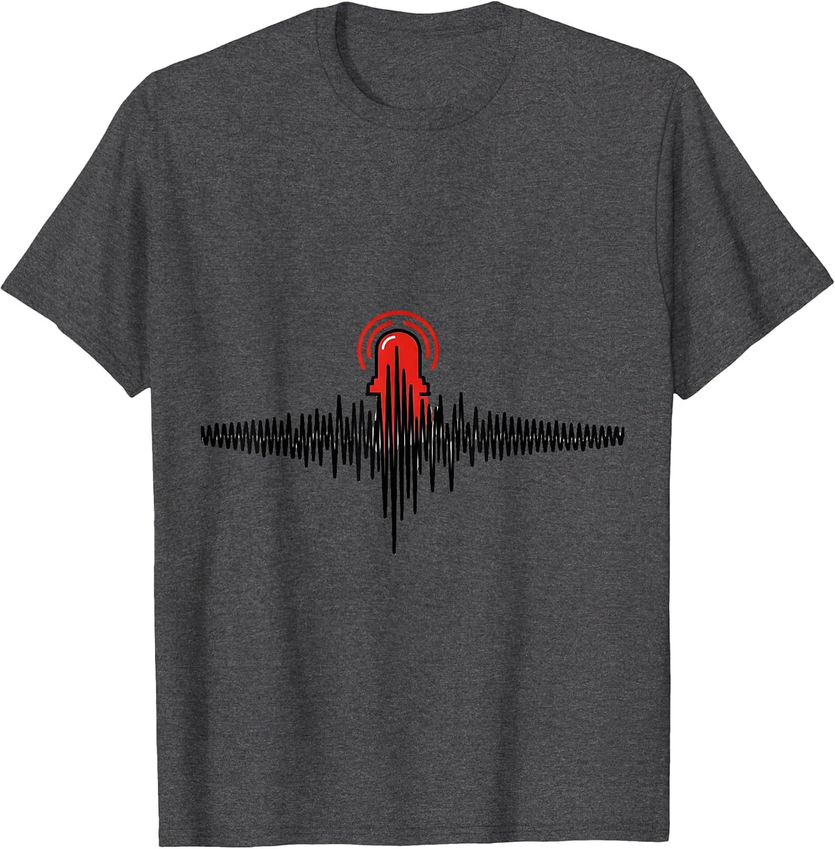 Men's Pulse Rhythm Line Art Occupational Humor Novelty T-Shirt - Dark Heather Grey