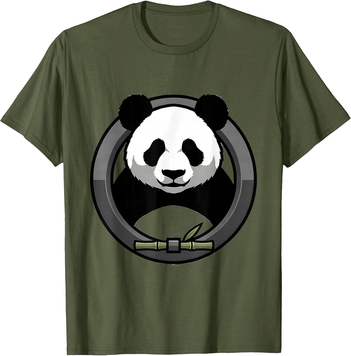 Panda Head Costume Novelty Humor Animal Lover T-Shirt - Olive Green