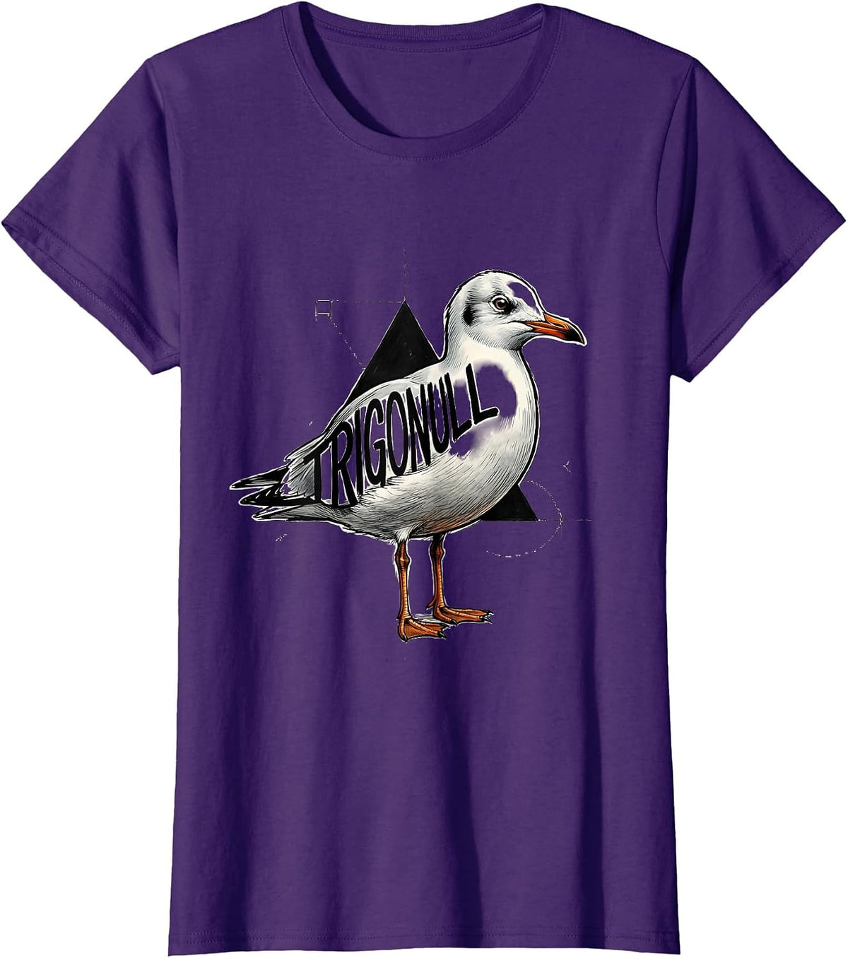 Women's Trigonull Triangle Seagull Bird Pun Funny Math Teacher T-Shirt - Purple