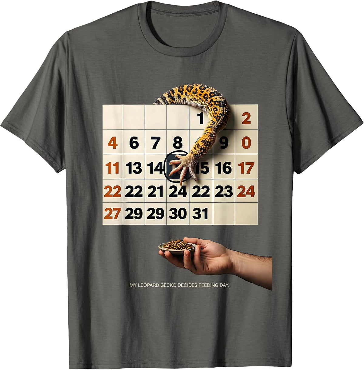 My Leopard Gecko Decides Feeding Day Funny Reptile Owner T-Shirt - Asphalt Grey