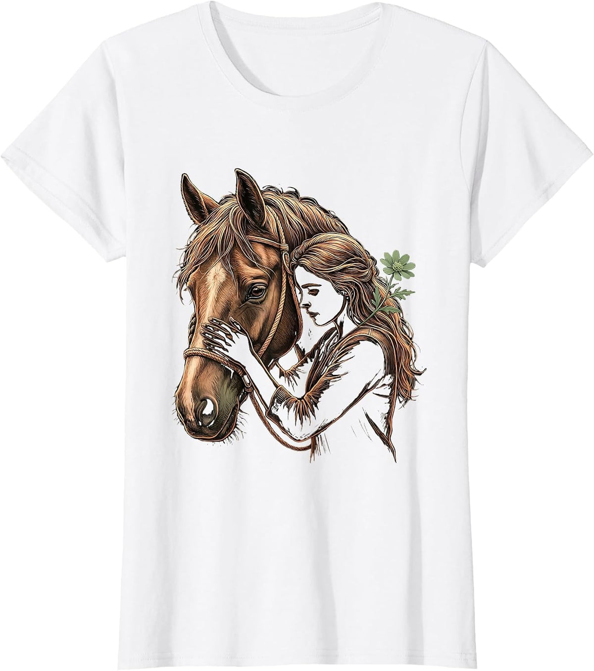 Young Rider Horse Lover Boho Western Cowgirl T-Shirt - White