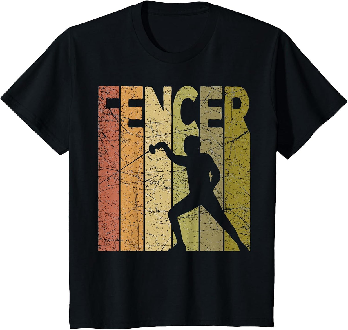 Fencer Vintage Fencing Retro Sword Fencing Graphic T-Shirt - Black