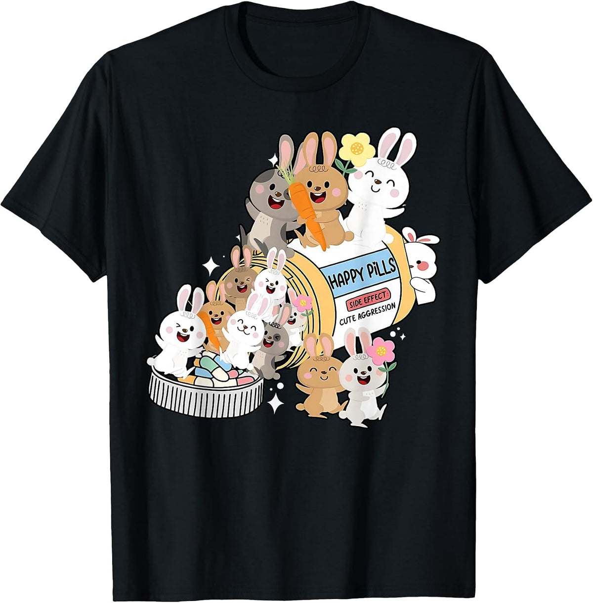 Bunny Pills Medicine Pharmacist Nurse Happy Easter Nursing T-Shirt - Black
