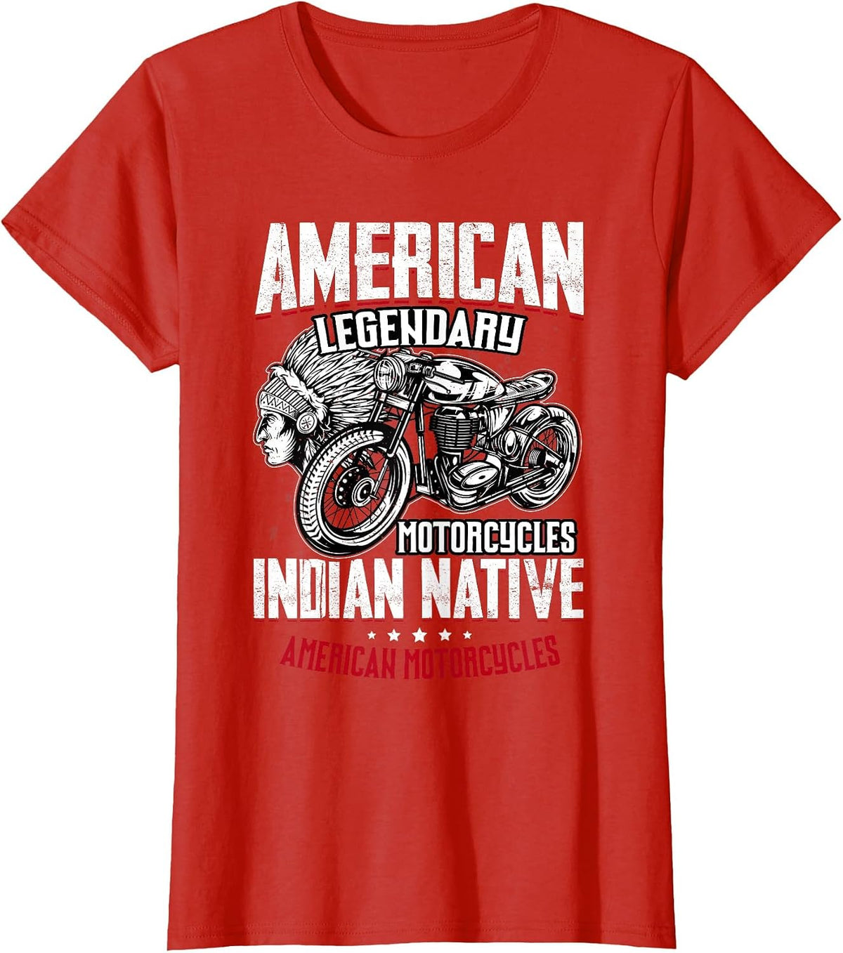 Native American Classic Motorcycle Indian for Old Biker T-Shirt - Red