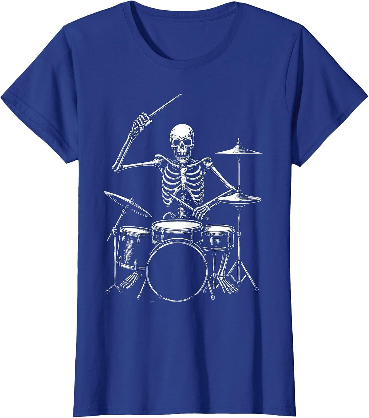 Skeleton Drummer Drums T-Shirt - Royal Blue