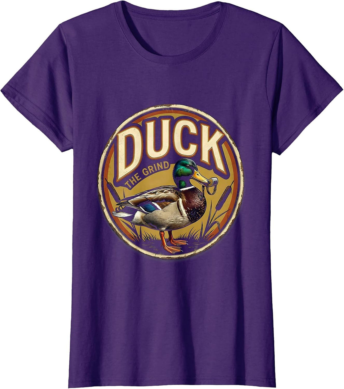Women's Duck The Grind Vintage Duck Hunter Humor Gift T-Shirt - Purple