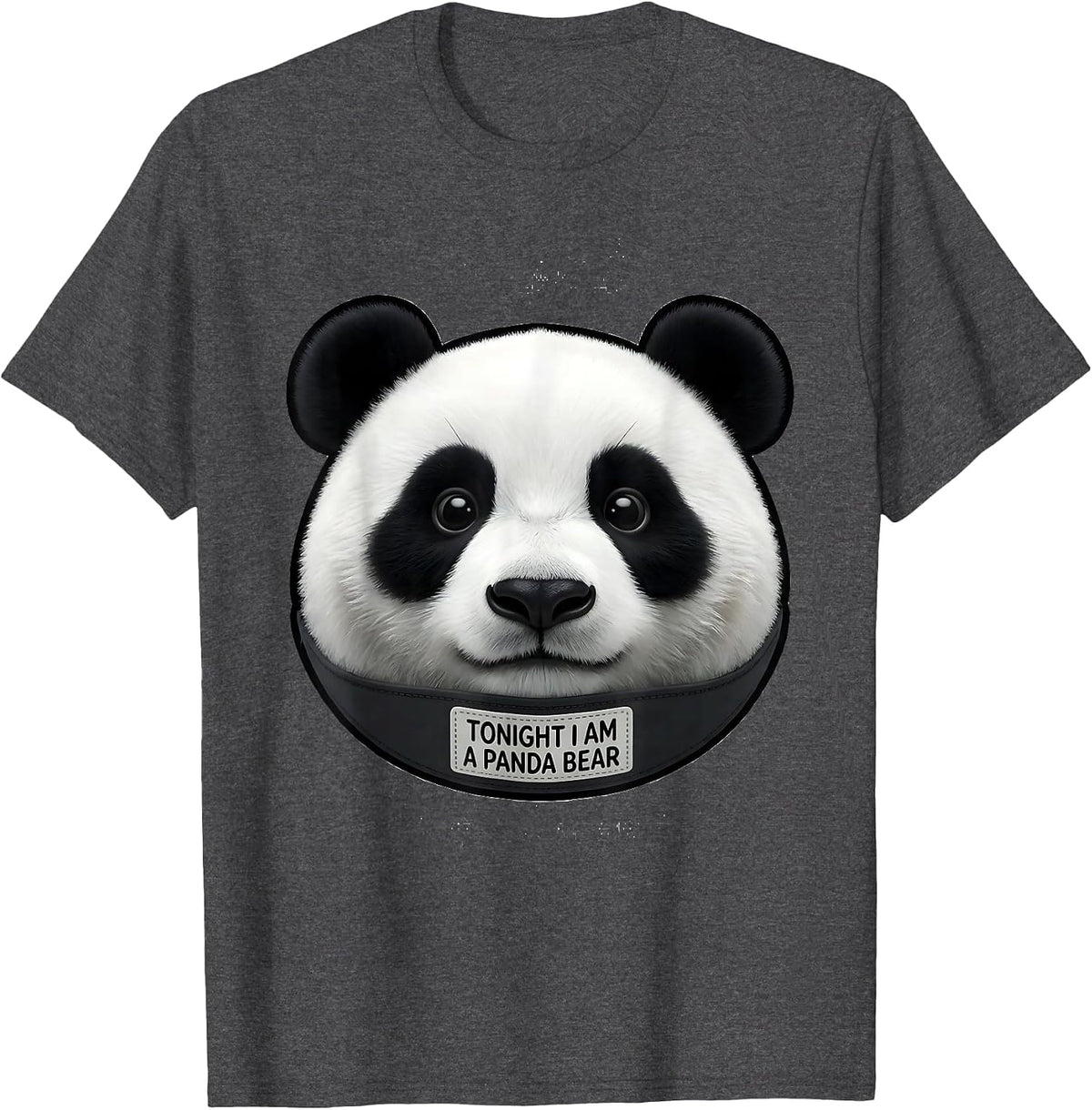 Tonight I Am A Panda Bear Funny Cartoon Halloween Party T-Shirt - Dark Heather Grey