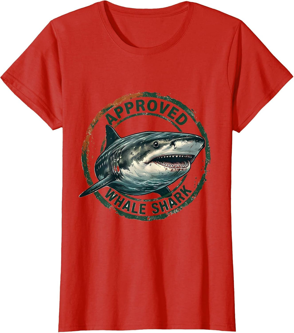 Women's Approved Whale Shark Vintage Funny Shark Lover Ocean T-Shirt - Red