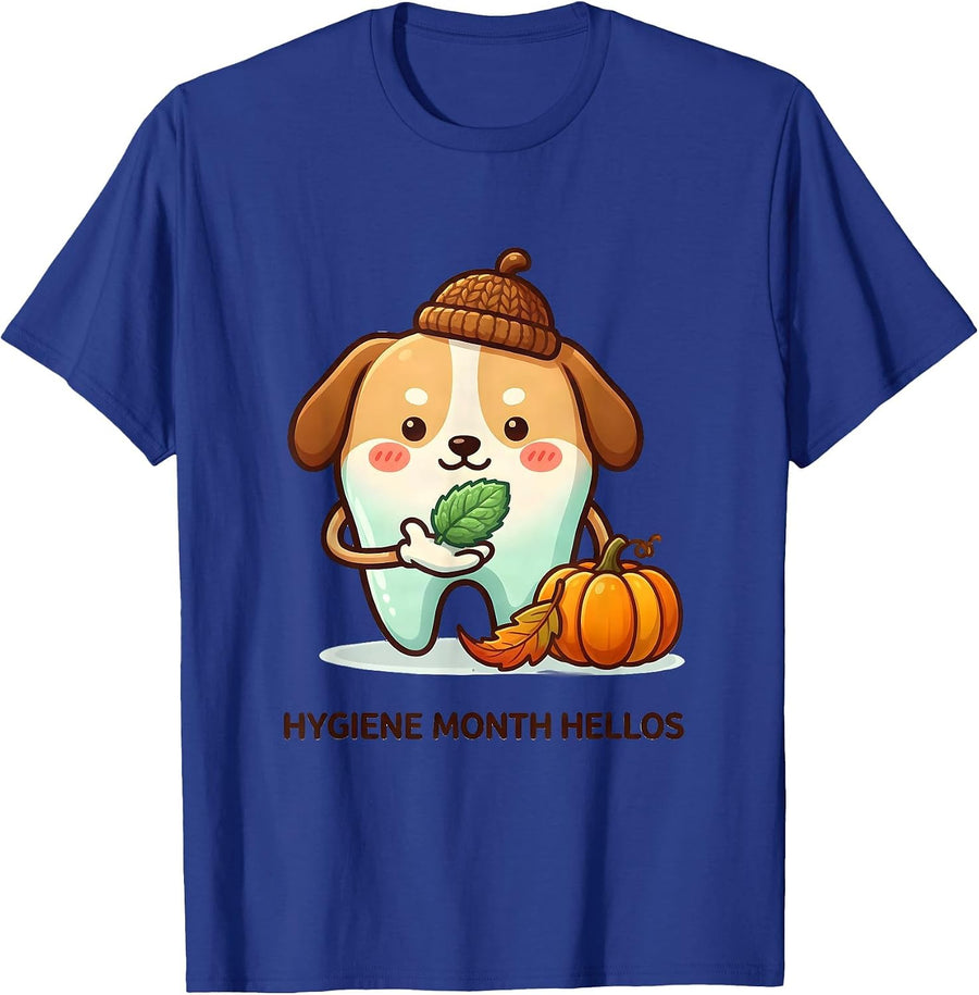 Hygiene Month Hellos Cute Kawaii Dental Hygienist Humor T-Shirt - Royal Blue