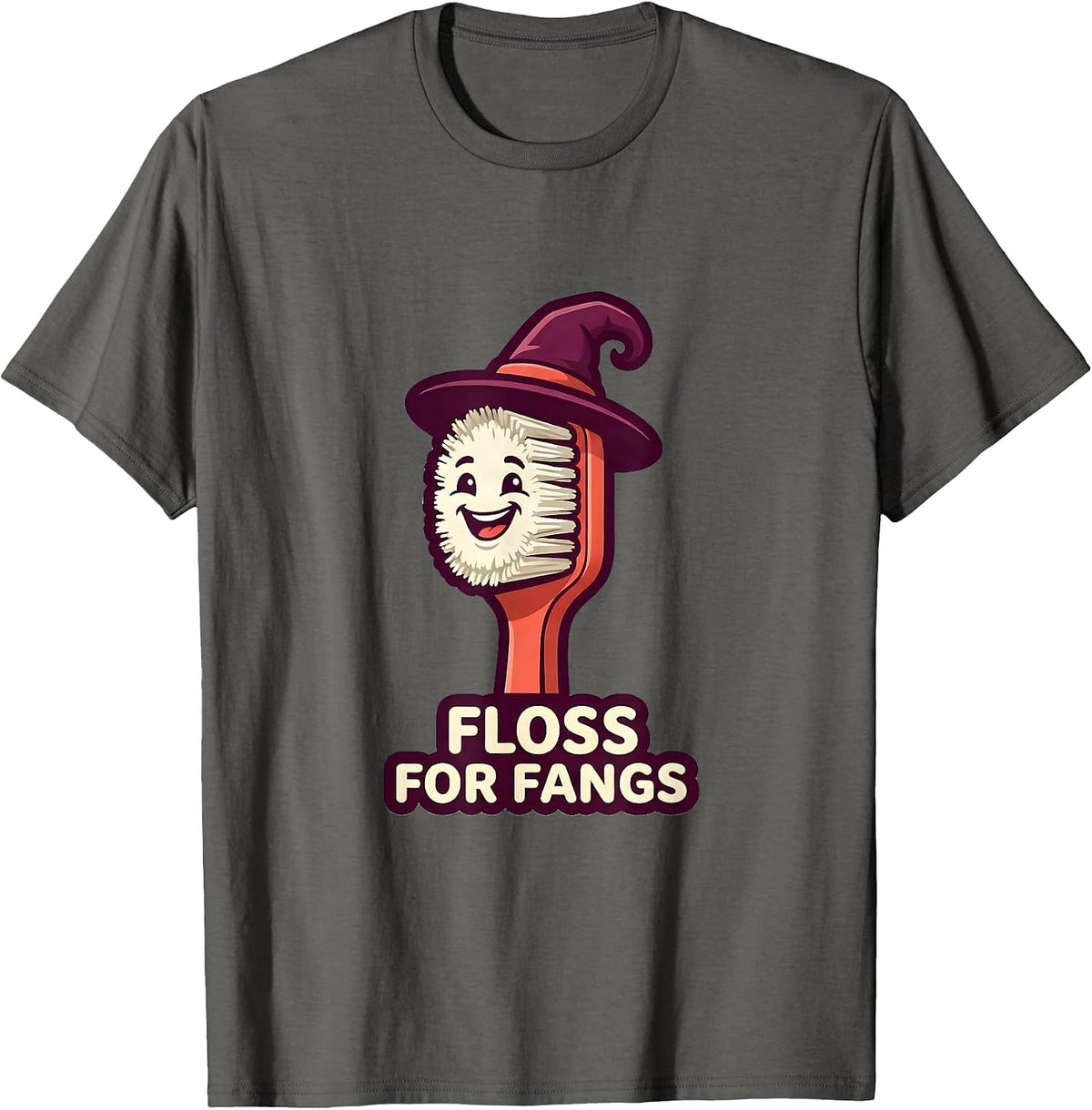 Floss For Fangs Funny Dentist Halloween Dental Hygienist T-Shirt - Asphalt Grey