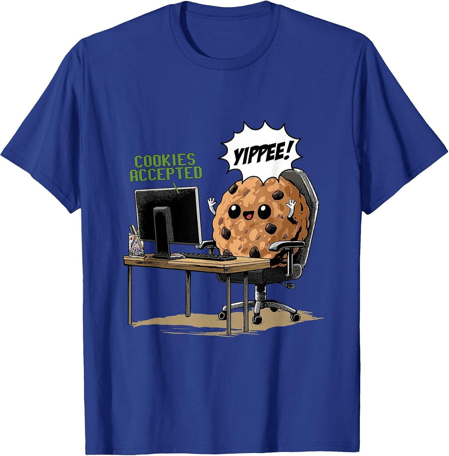 Cookies Accepted Nerd Shirt Funny Computer Internet Coder T-Shirt, Men, Royal Blue, Small - As Pictured