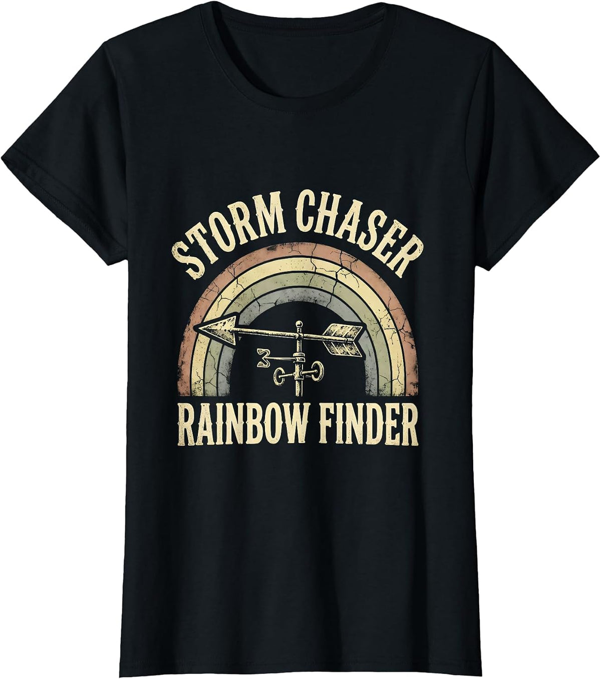 Storm Chaser Rainbow Finder Colorful Design T-Shirt - Black