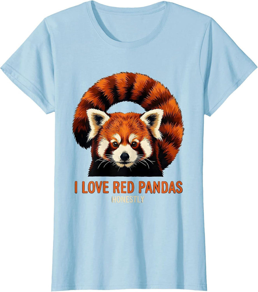 Women's I Love Red Pandas Honestly Funny Animal Lover Gift T-Shirt - Baby Blue