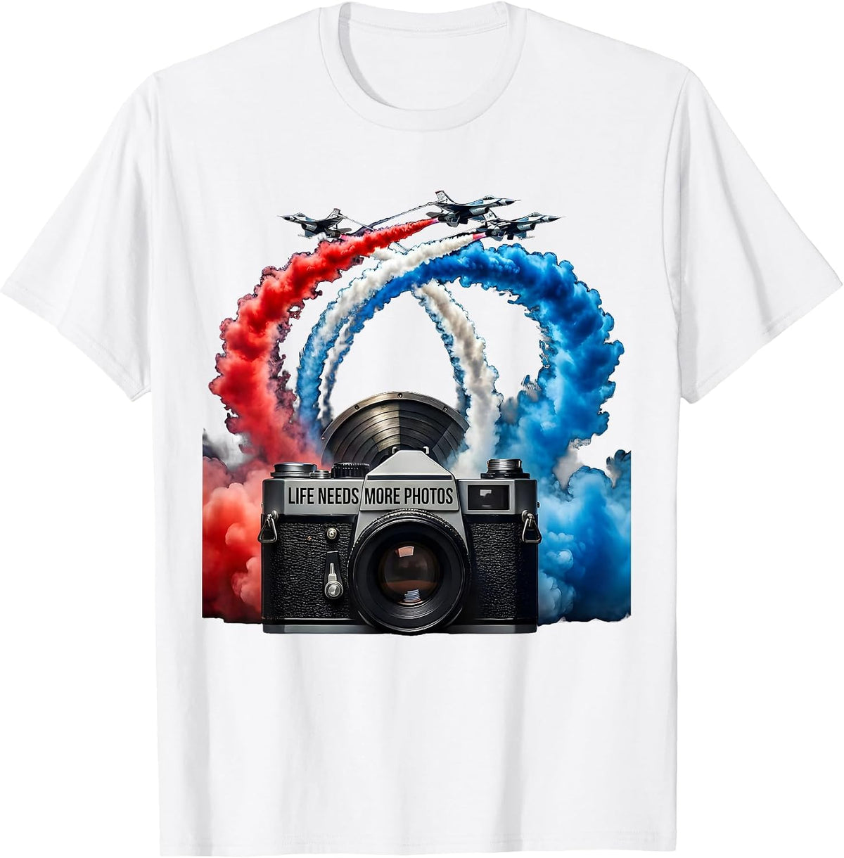 Men's Life Needs More Photos Photography Lover Design T-Shirt - White