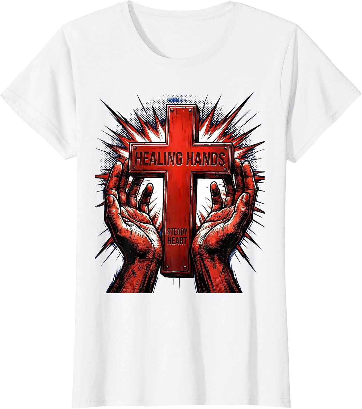 Healing Hands Steady Heart Medical Assistant Design T-Shirt - White