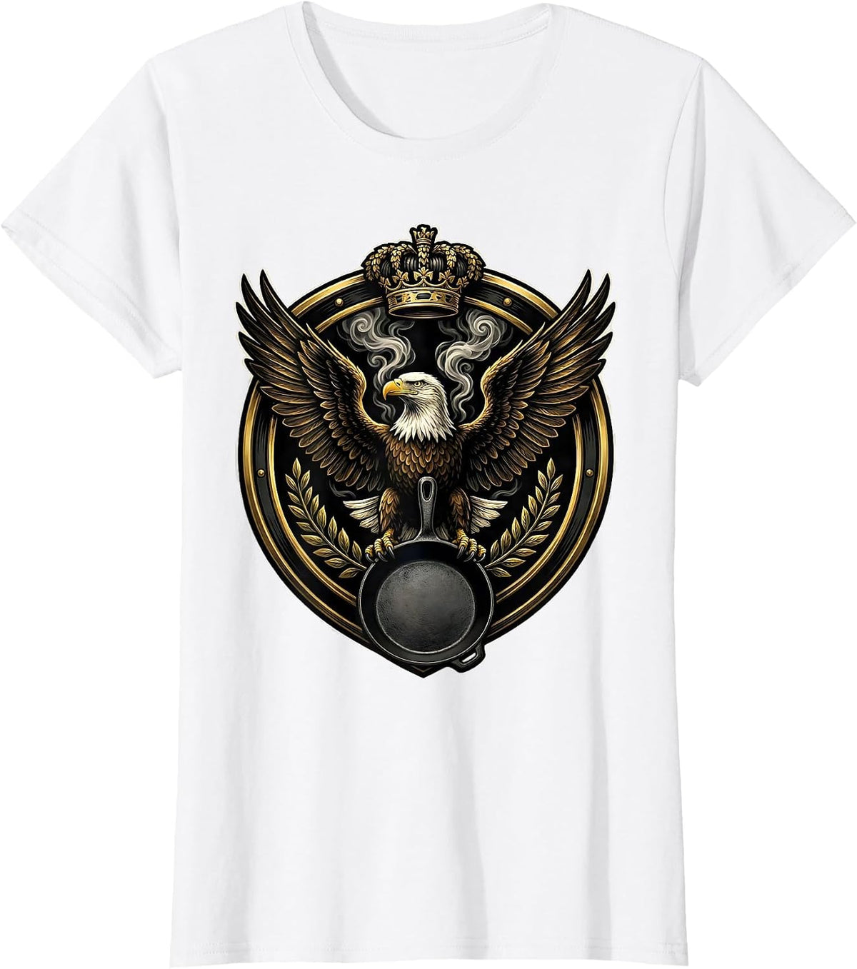 Women's Eagle and Cast Iron Skillet Chef Graphic T-Shirt - White