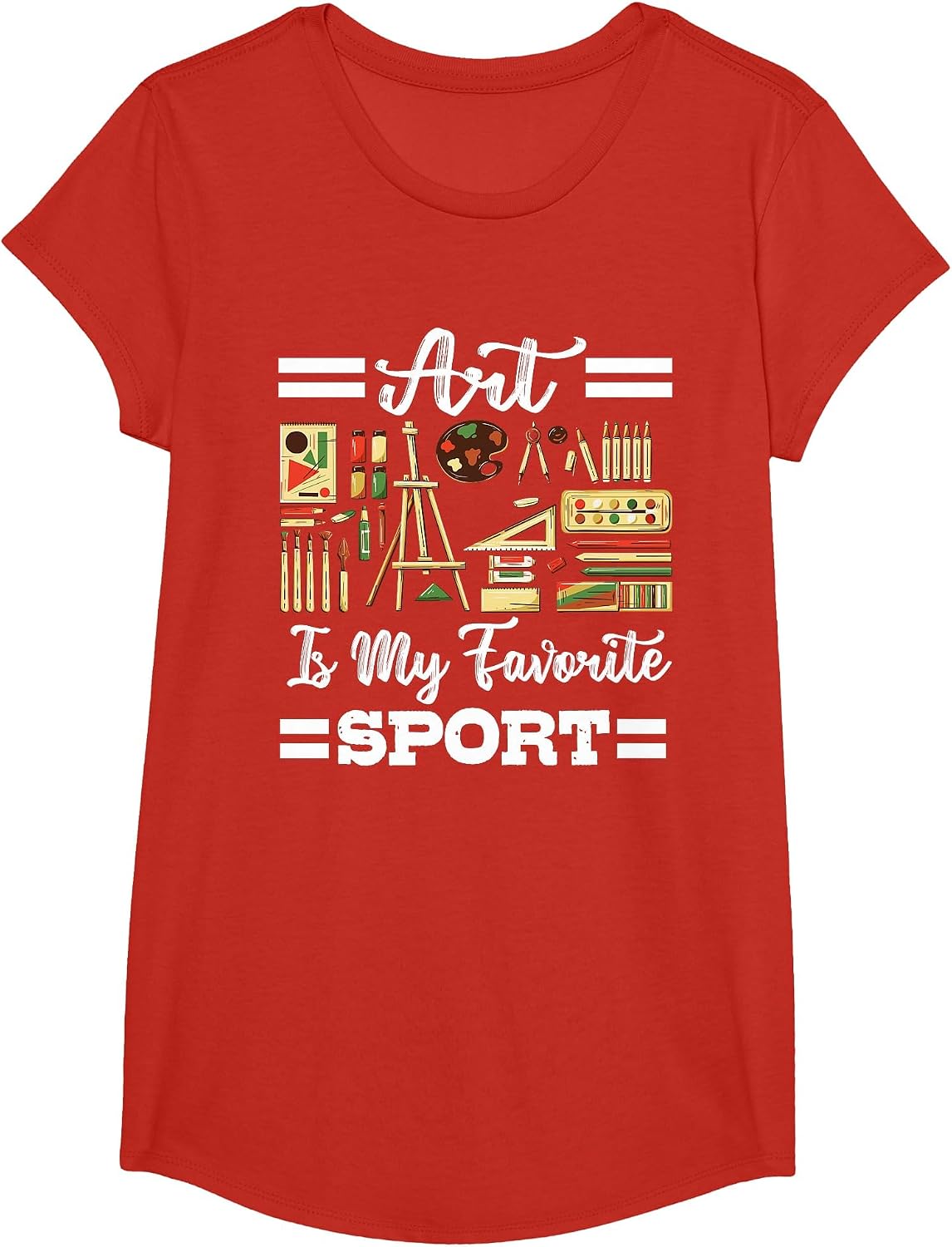 Art is My Favorite Sport Artsy Painter Artist Lover T-Shirt - Girls Red