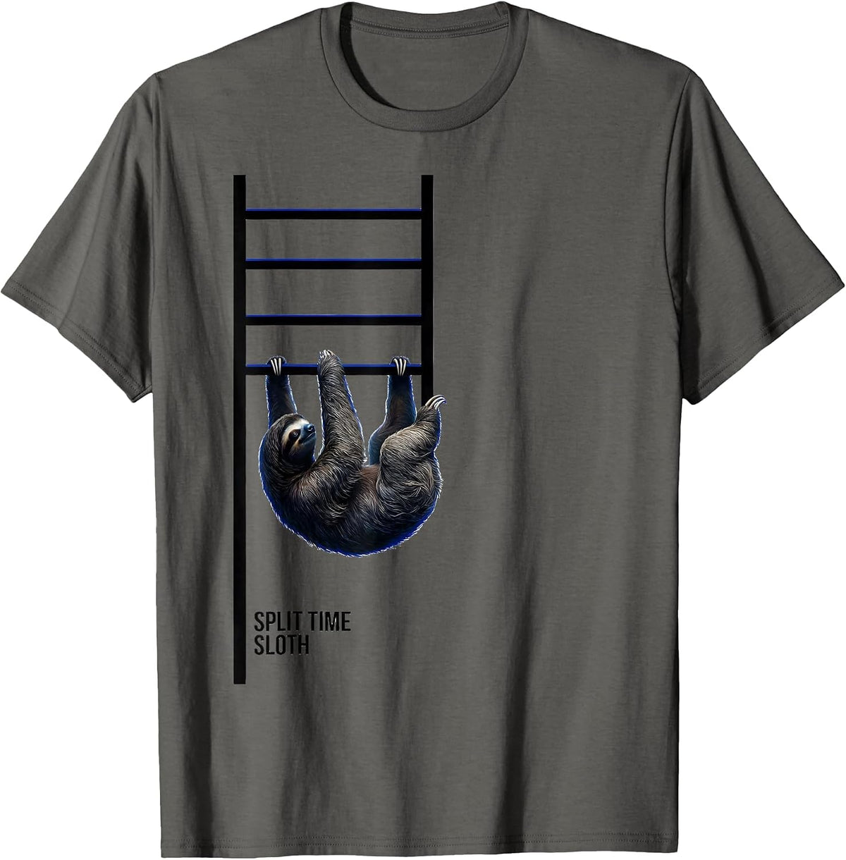Men's Split Time: Sloth Funny Sloth Lover Novelty Gift T-Shirt - Asphalt Grey