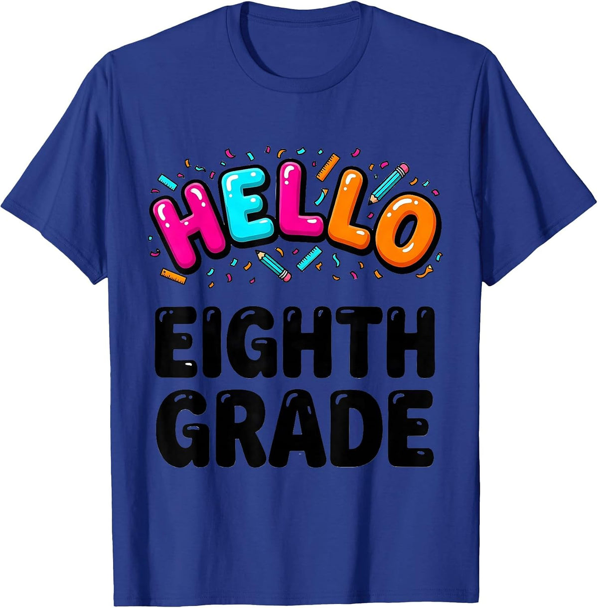 Hello Eighth Grade Cute Preppy Back To School Girls T-Shirt - Royal Blue