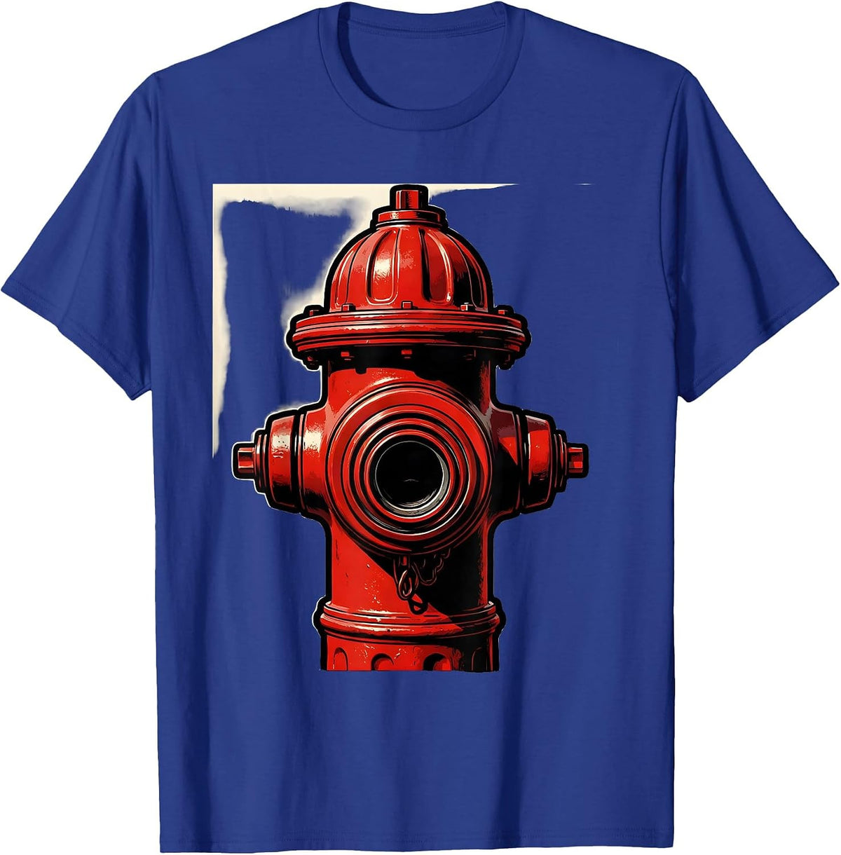 Men's Fire Hydrant Flat Pop Graphic Firefighter Humor T-Shirt - Royal Blue